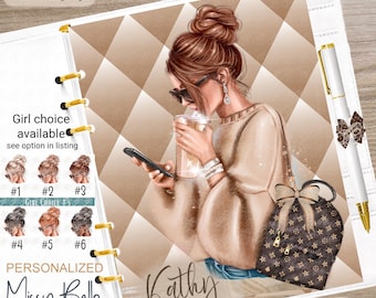 Fashion Girl, Luxus-Stil, personalisiert, Einlage oder Umschlag für Ihren Planer, PM, MM, GM, A5, A6, Halbseite, Disc