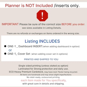 Personalized Luxury Style Planner Design, Dashboard, Insert, or, Cover, Made to Add to YOUR Agenda sized Pm, Mm, Gm, A5, A6, Half-Page, Disc image 6