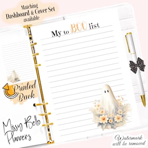 Carta per appunti con fantasma autunnale STAMPATA, pagine di inserimento per il tuo planner A5, A6, MM, PM, personale, Happy Planner e agende