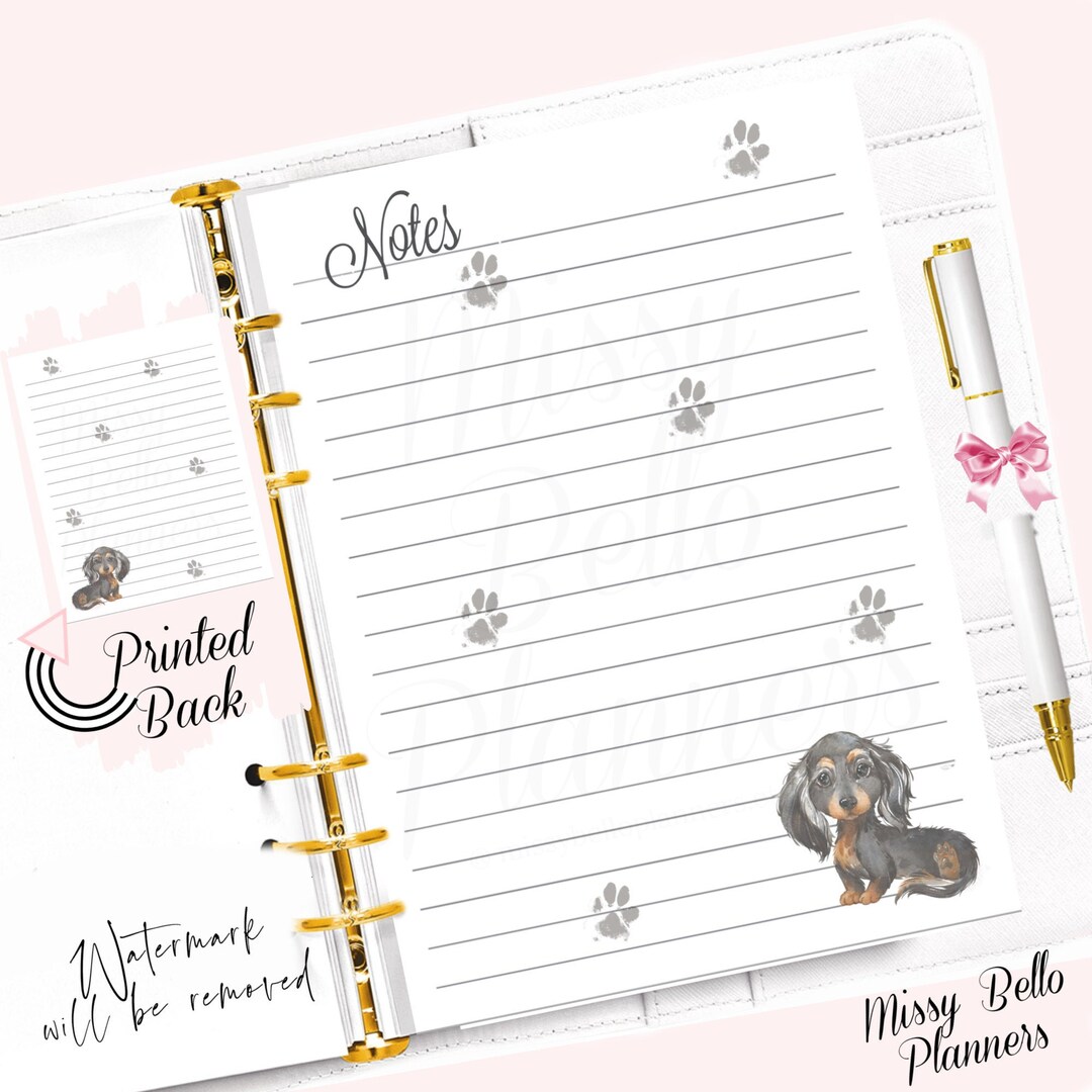Dog Life PRINTED Note Planner Refill Inserts Pages | A5 | Personal Size ...
