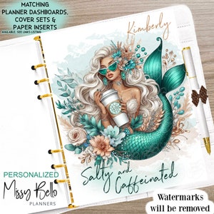 Mermaid Journal Insert, Planner Dashboard INSERT 0R Cover Set, For Your PM, MM, A5, A6, Half Page, mm Agenda, Happy Planner. pm Agenda