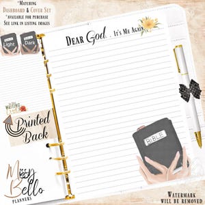 PRINTED, Dear God, Prayer Request, Devotions, Planner Paper, Add to Your Planner or Ring Binder, A5, A6, MM, Disc, HP Mini, Half Page