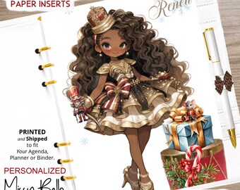 Christmas Black Girl Nutcracker Ballet Agenda Dashboard or Cover Set for Your Planner in sizes PM, MM, A5, A6, Mini, Personal, Happy Planner