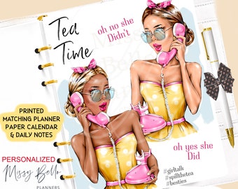 Retro Gossip Girls Dashboard Insert Cover Set for Your Planner fits PM, MM, GM, Agenda, A5, A6, Personal, Erin Condren, Happy Planner & more