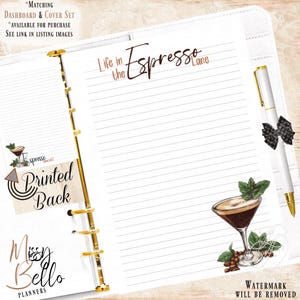 Printed, Espresso Martini, Creative Energy, Note Paper, Planner Insert, ADD to Your Planner, A5, MM, PM, Hp, Luxury Agendas, Half-page, Disc