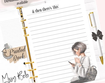 PRINTED Daily Note Paper, Planner Insert Pages for your A5, A6, MM, PM, Personal, Happy Planner, Designer Agendas & more!