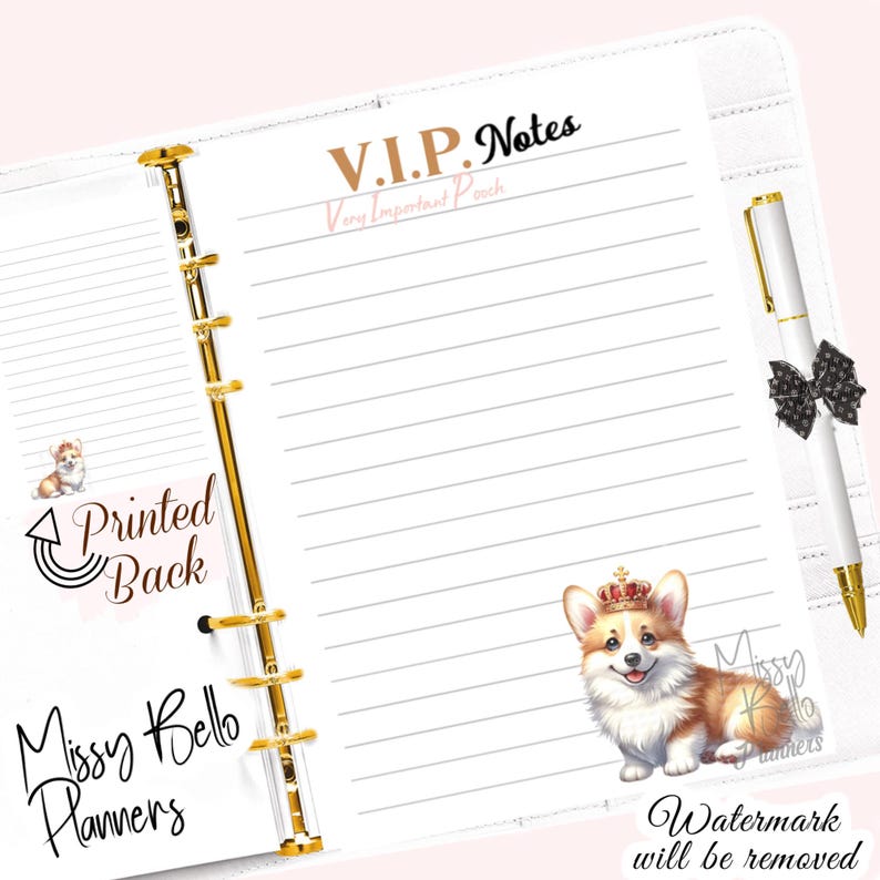 Editable Corgi Notes PRINTED Corgi Daily Note Paper, Planner Insert Pages for Your A5, A6 ...