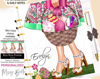 Spring Easter Girl Dashboard Insert Cover Set for Your Planner fits PM, MM, GM, Agenda, A5, A6, Personal, Erin Condren, Happy Planner & more