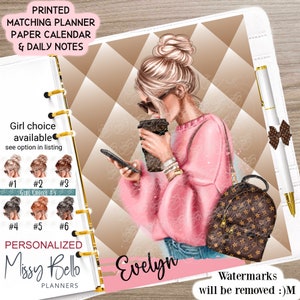 Fashion Style Girl Agenda Insert Dashboard or Cover set For Your Planner, Personal ,Pm, Mm ,A5, Ring Binder, Erin Condren & Happy Planner
