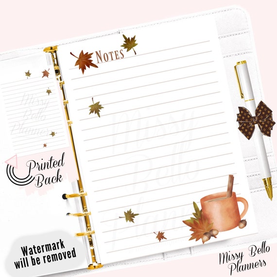 PRINTED Notes Planner Refill Pages Personal Size Printed 