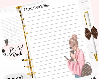 PRINTED Planner Fashion Girl Agenda Insert Pages for your planner, A5, A6, MM, PM, Happy Planner, Binders, half page.