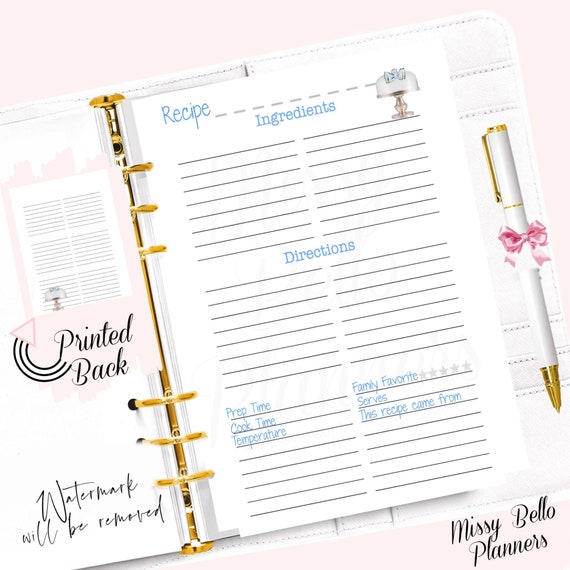 A6 Planner Printed Inserts/daily Planner Refills Planner Inserts