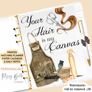 Salon Hair Stylist Schedule Planner Dashboard or Cover for your PM, MM Agenda, Planner,A5, Personal Planner, Happy Planner, Fashion Planner