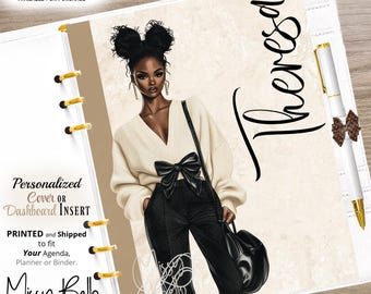 Personalized Black Girl Planner Boss Agenda Insert Dashboard or Cover Set for Your Planner in PM, MM, A5, A6, Mini, Personal, Happy Planner
