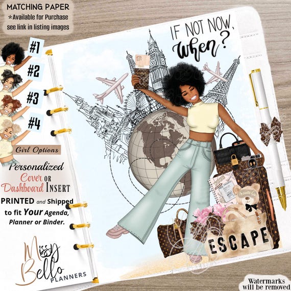 Personalized, Luxury Travel, Planner Dashboard, Insert, or, Cover, Made to Add to YOUR Agenda sized Pm, Mm, Gm, A5, A6, Half-Page, Disc