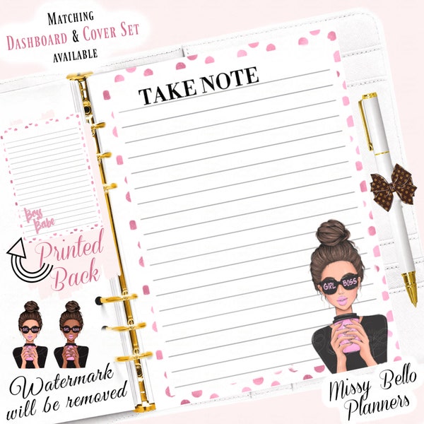 PRINTED Planner Boss Babe Note Paper Insert Pages for your A5, A6, MM, PM, Personal, Happy Planner, Designer Agendas & more!