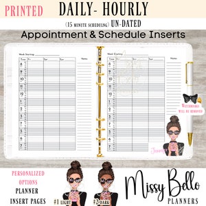 Girl Boss, harmonogram spotkań godzinowych DRUKOWANE wkładki do papieru do planera, A5, A6, MM, PM, Gm, osobiste, Happy Planner, agendy i segregatory