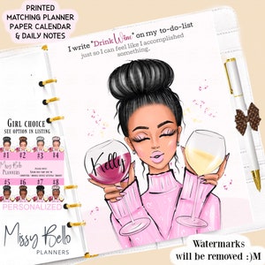 Zestaw wkładek lub okładek do planera Drink Wine Planner, PM, MM, A5, A6, Mini, Personal, Happy Planner, segregator