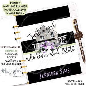 Real Estate Realtor Planner Dashboard Insert /Cover for PM, MM, GM, Agenda, Planner Cover, A5, A6, Personal, Erin Condren & Happy Planner