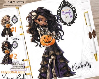 Black Girl Halloween Planner Insert Boss Babe Dashboard INSERT 0R Omslagsset för ditt PM, MM, A5, A6, Halv sida, mm Agenda, Happy Planner