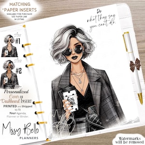 Gepersonaliseerde Girl Boss Woman-dashboard INSERT 0R-coverset, voor je PM, MM, A5, A6, halve pagina, mm agenda, happy planner. pm-agenda: