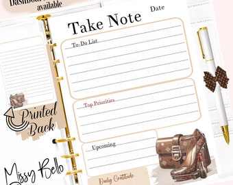 PRINTED Daily Note Paper, Planner Insert Pages for your A5, A6, MM, PM, Personal, Happy Planner, Designer Agendas & more!