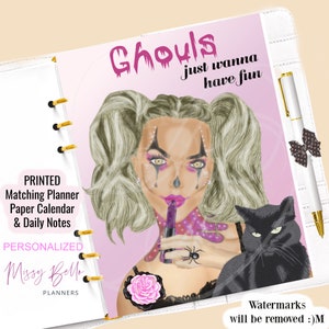 Halloween Girl Fall Planner Dashboard Insert / Cover Set for your PM MM GM, A5, A6, Half Page, Designer Agenda, Happy Planner