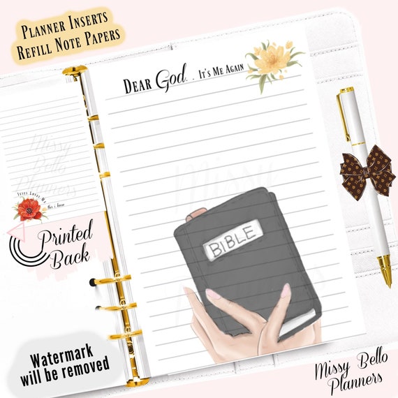 PRINTED Dear God Prayer Request Planner Inserts Pages, A5, A6, MM, Personal  Planner, Happy Planner, Filofax, Mini, Half Page, Binder