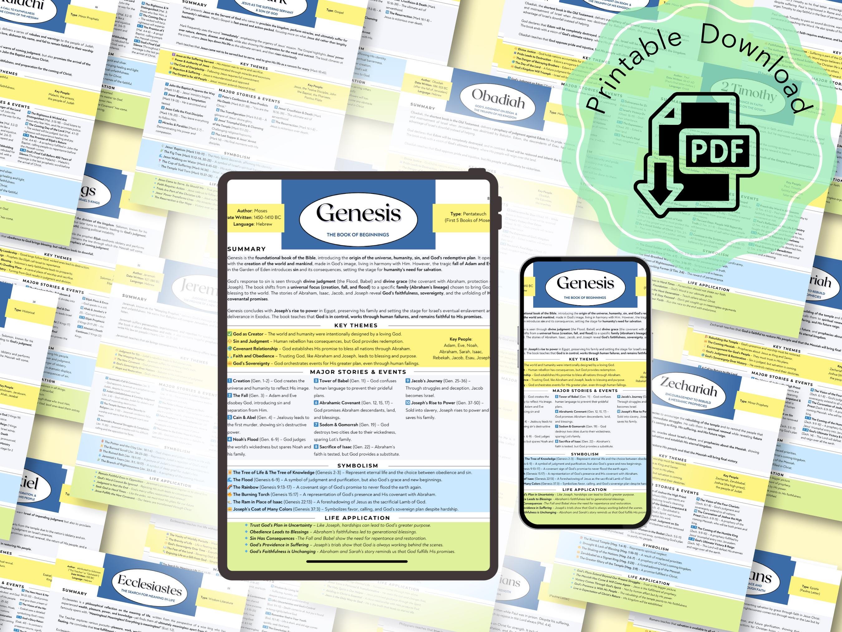 The Book of Genesis Made Simple Printable | Genesis Summary Sheet ...