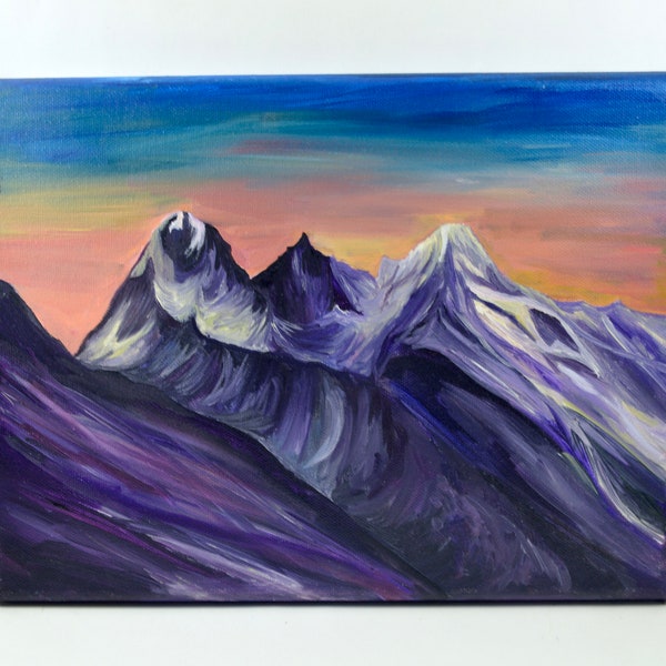 Teton Radience / Original Painting / Grand Tetons Art / Wyoming Art / Small Space Living / Small Space Decor / Mountains / Wilderness