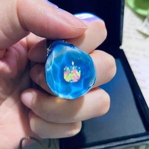 Handmade DIY Opal Ocean Reflection Blue Borosilicate glass ocean jewelry, Wave Pendant, Tears of the Sea, Glass Pendant, unique gift