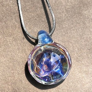 Handmade Ocean Reflection Blue Borosilicate Glass Pendant, Wave Pendant, Tears of the Sea, Handmade Glass Pendant, glass artwork,