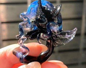 Handgemaakte ring blazend glas, glaskunst &#39;&#39;My Little Pony&#39;&#39;-ring (wordt ook voor hanger), uniek cadeau, 3D-glasblazen cadeau