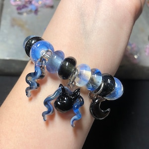 Handmade blowing glass "My Little Pony" bracelet, cartoon my little pony floating glass, DIY pony jewelry, Pandora style bracelet.