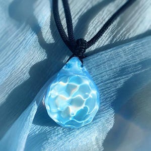 Handmade Ocean pendant, clear color Borosilicate Jewelry, Wave Pendant, glass art,  Tears of the Sea, sea water Glass Pendant, special gift