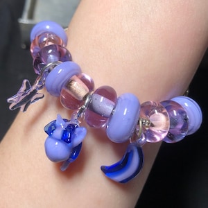 Handmade blowing glass "My Little Pony" bracelet, cartoon my little pony floating glass, DIY pony jewelry, Pandora style bracelet.
