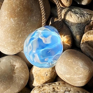 Handmade clear Ocean Borosilicate Glass Pendant, ocean jewelry Wave Pendant, Tears of the Sea, water drop diy jewelry pendant,glass artwork,