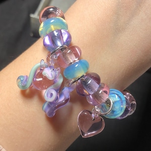 Handgemaakte "My Little Pony"-armband van blazend glas, cartoon my little pony drijvend glas, doe-het-zelf ponysieraden, armband in Pandora-stijl.