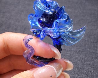 Handmade Blowing Glass ring, glass art ''Pony"ring(available become for pendant too), unique gift, 3D glassblowing gift