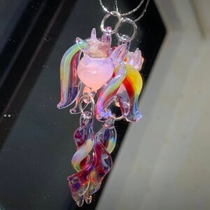 Handmade blowing glass "My Little Pony" necklace/pendant, cartoon little pony jewelry Pendant, floating glass, DIY pony jewelry