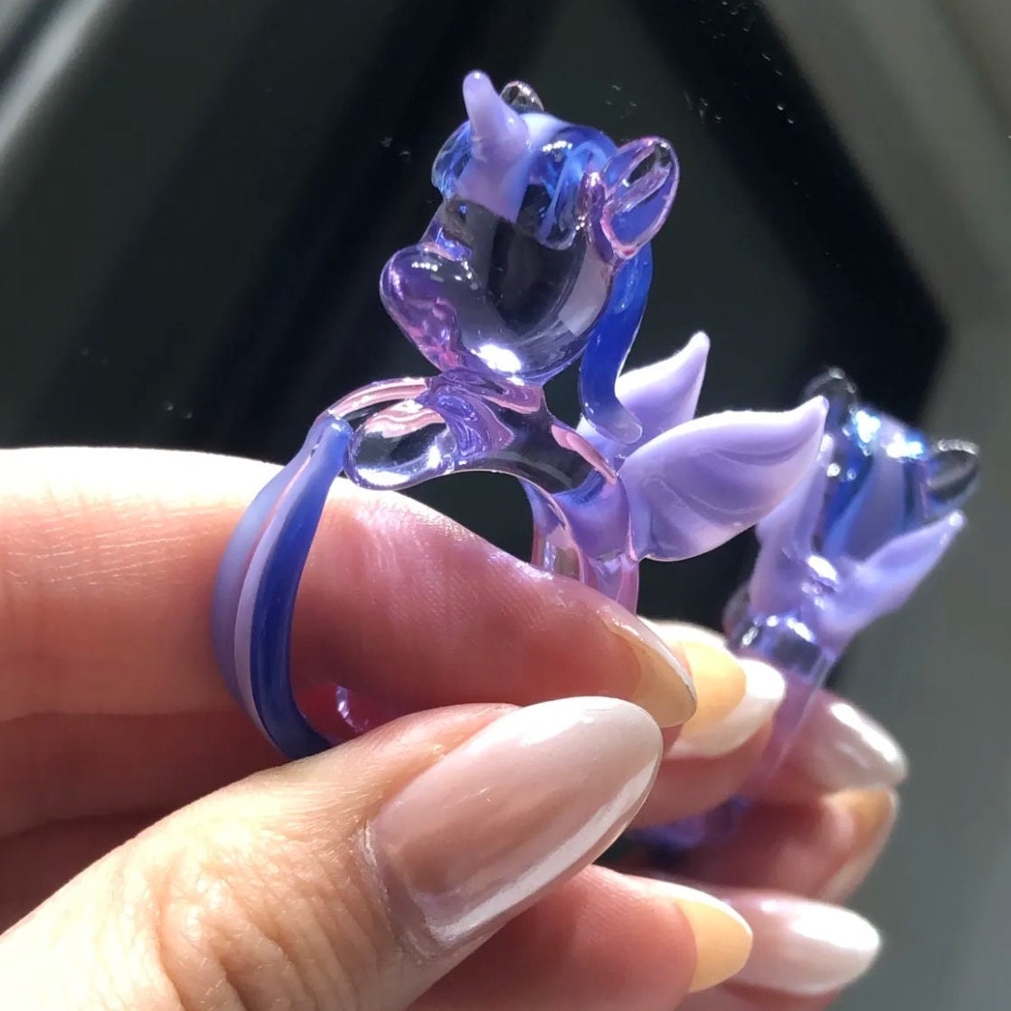 Handgemaakte My Little Pony-sieraden blazend glas, glaskunst ''My Little Pony''-ring (wordt ook voor hanger), uniek cadeau, 3D-cadeau