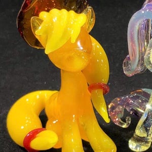 handmade sitting ornament my little pony glassblowing ornament artwork, special gift, 3D MLP home/office ornament, flame working, floating
