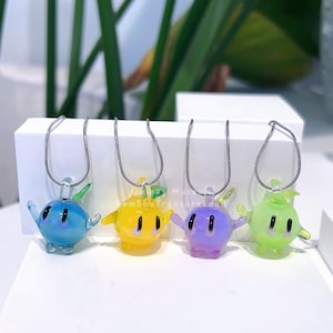 handmade lamp working Stardew Valley diy Junimos glass pendant, special cute gift ideas, image 1