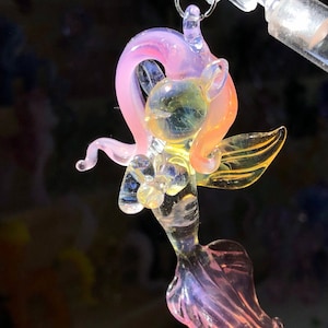 "Handgemachte Halskette ""My Little Pony"" geblasen Glas, DIY Fluttershy & Mermaid Schmuck, Cartoon kleines Pony schweben Glas, einzigartiges Geschenk."