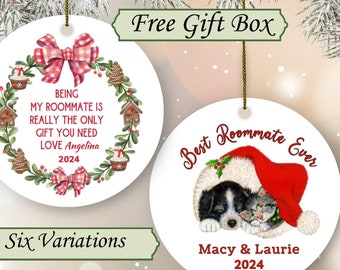 Roommate Ornament-First Christmas as roommates-custom christmas ornament roommate present-gift for roomies-personalized roommate bauble gift