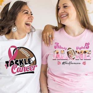BREAST CANCER TShirt, Family Team Shirt, No One Fights Alone, Football Season, October Awareness month and football, Warrior & Survivor