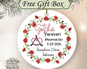 Adoption Ornament-Gotcha Day Gift-Christmas Ornament Adoption Gift-Forever Family-Personalized Adoption Keepsake-Adoption Day Heirloom Gift