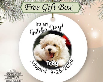 Gotcha Day Dog Adoption Ornament, Ornament With Pet Photo, New Pet Ornament, Custom Dog Ornament, Forever Home Decoration, Rescue Dog Gotcha