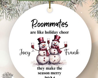 Roommate Ornament-First Christmas as roommates-custom christmas ornament roommate present-gift for roomies-personalized roommate bauble gift