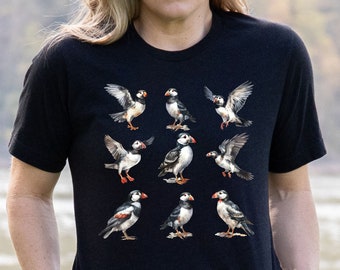 PUFFIN tshirt, Nature Lover Tee, Gift for Her, Puffin Shirt, Hiking Shirt, Bird Lover Tee, Bird Nerd, For Love of Birds, Birdwatcher Tshirt